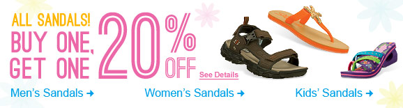 Buy One, Get One
20% Off All Sandals! Buy One, Get One 20% Off All Sandals!