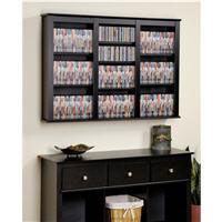 wall-mounted media storage shelves